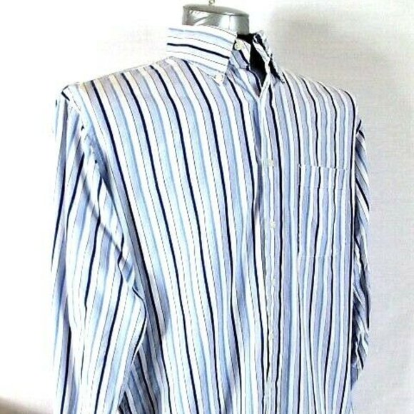 Tommy Hilfiger mens L WHITE BLUE STRIPED Shirt pm1 - Picture 3 of 10